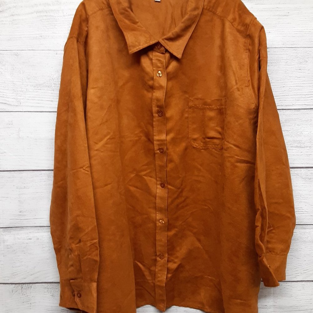 Woman Within Long Sleeve Button Up Blouse